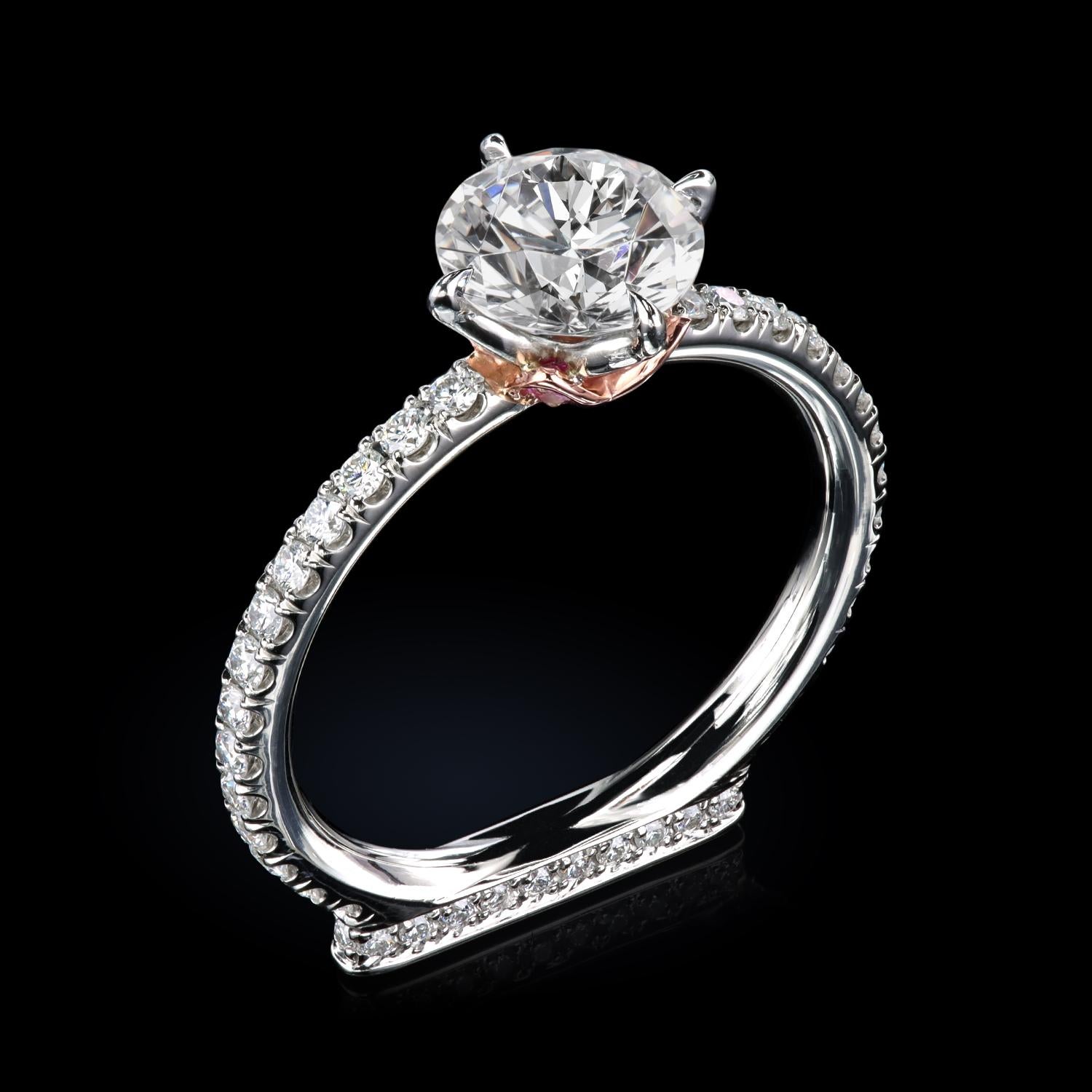 Leon Mege, bague de fiançailles glamour avec diamant rond certifié de 2.26 carats Neuf - En vente à New York, NY