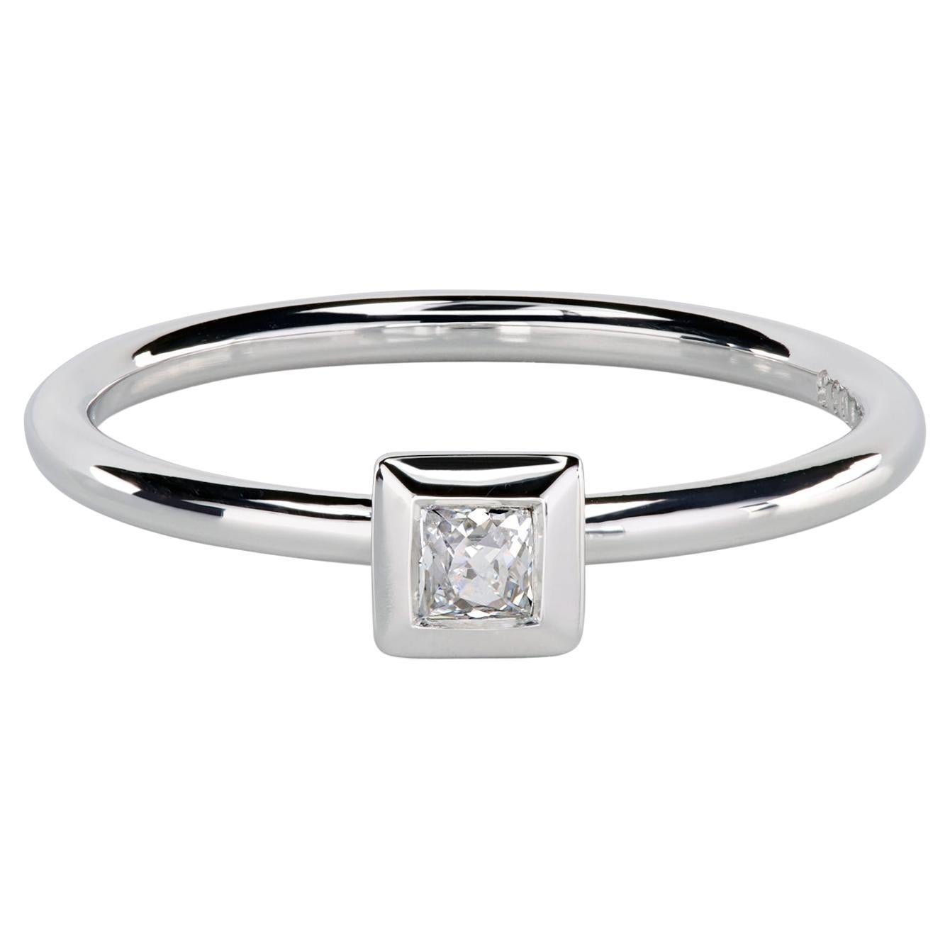 Leon Mege French Cut Diamant Platin Solitaire im Angebot