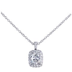Leon Mege GIA Certified 0.55 Carat H/VS1 Diamond Micro Pave Platinum Pendant
