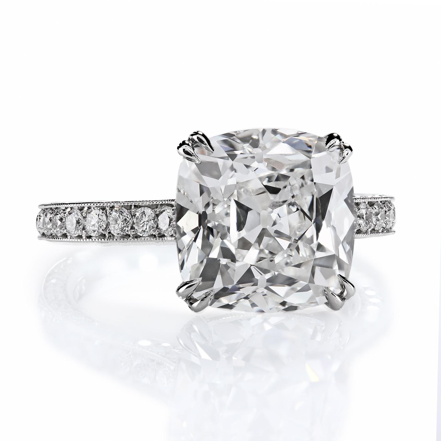 Leon Mege GIA Certified 6.02 Carat E/VS2 Antique Cushion Diamond Engagement Ring