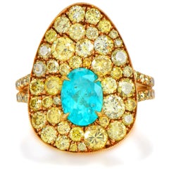 Leon Mege GIA Paraiba Tourmaline & Fancy Yellow Diamond Ring — 18K Gold