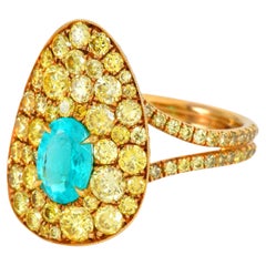 Leon Mege GIA Paraiba Tourmaline & Fancy Yellow Diamond Ring — 18K Gold