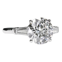 Leon Mege Handmade Platinum Three-stone Platinum Engagement Ring