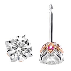 Lotus-Ohrstecker von Leon Mege mit einem Paar zertifizierter runder Diamanten