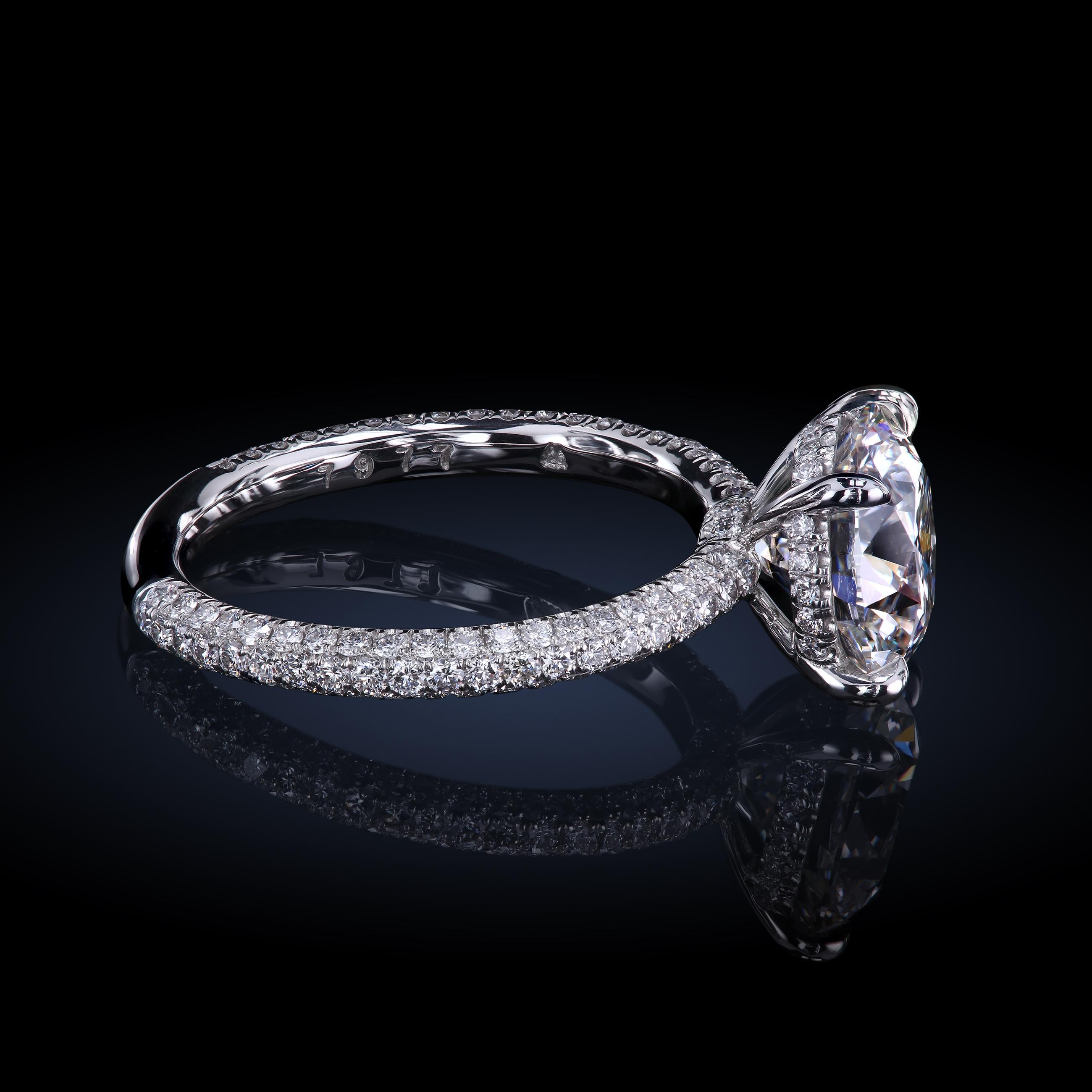 Contemporary Leon Mege Micro Pave Platinum Solitaire with Two Carat GIA Certified Diamond
