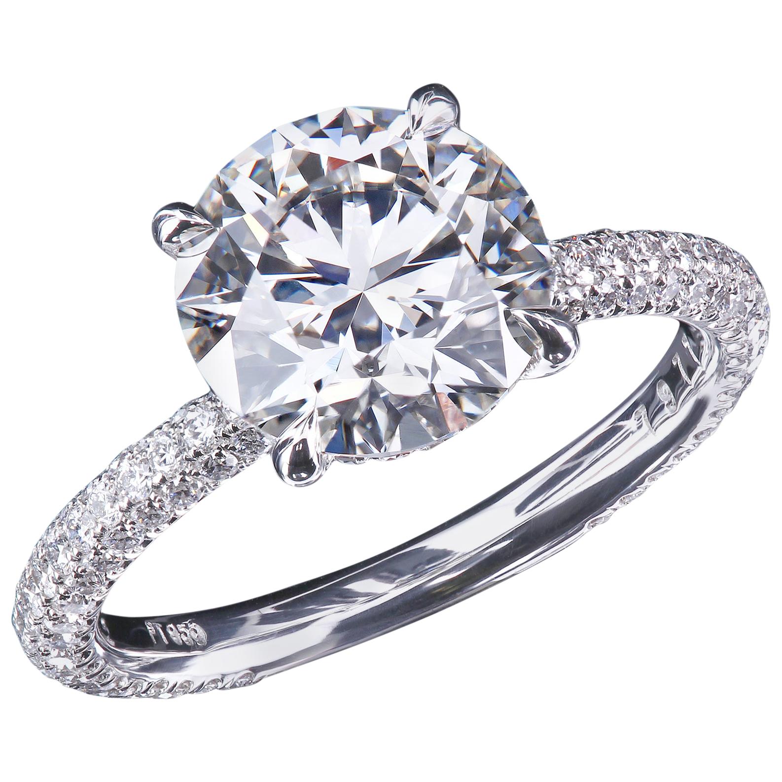 Leon Mege Micro Pave Platinum Solitaire with Two Carat GIA Certified Diamond
