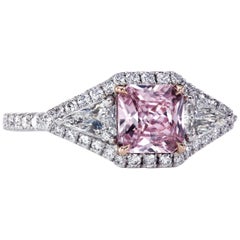 Leon Mege Montpassier Style Platinum Diamond Ring with a Natural Pink Sapphire