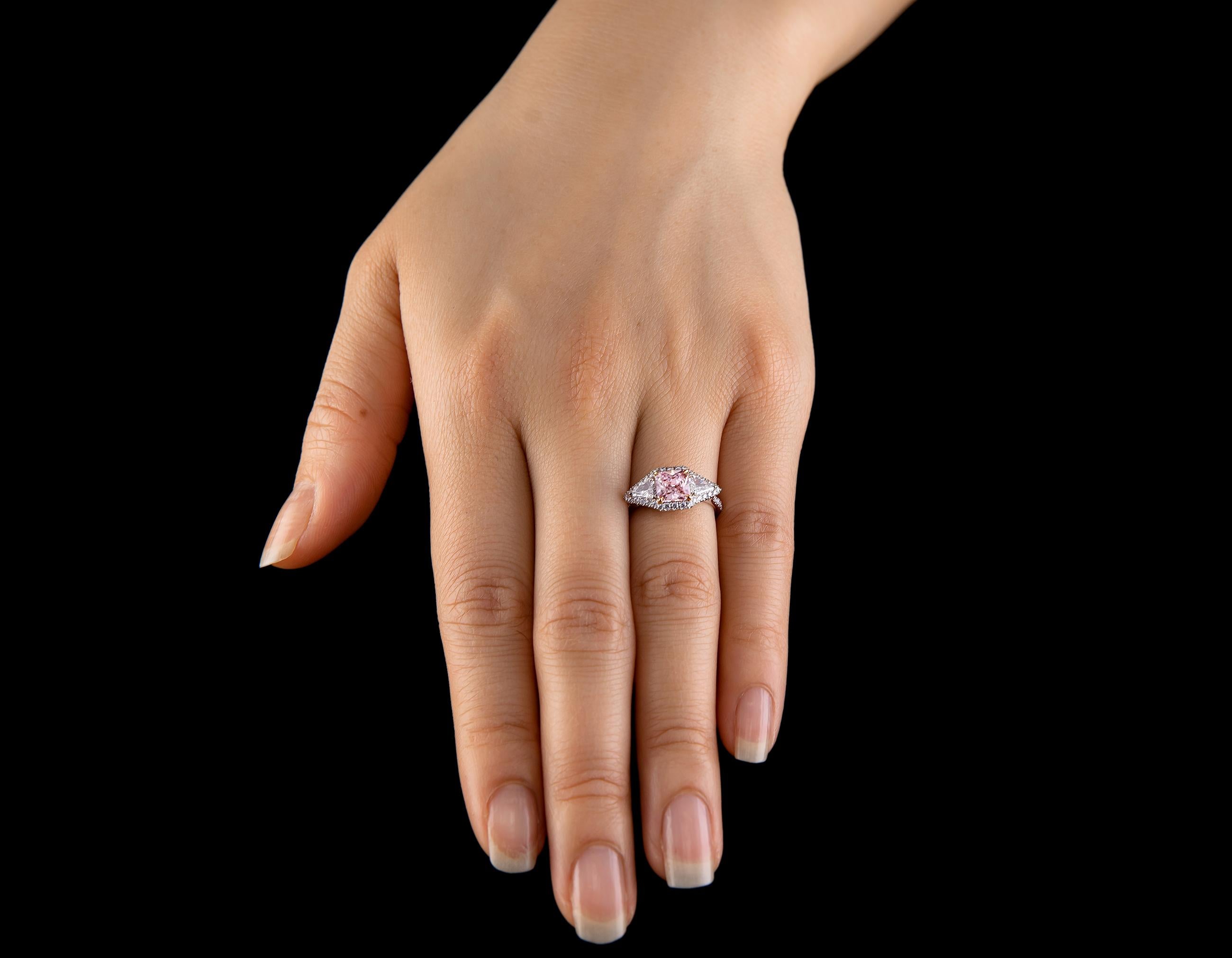 Women's Leon Mege Montpassier Style Platinum Diamond Ring with a Natural Pink Sapphire For Sale
