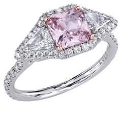 Platin-Diamantring im Stil von Leon Mege Montpassier mit natürlichem rosa Saphir