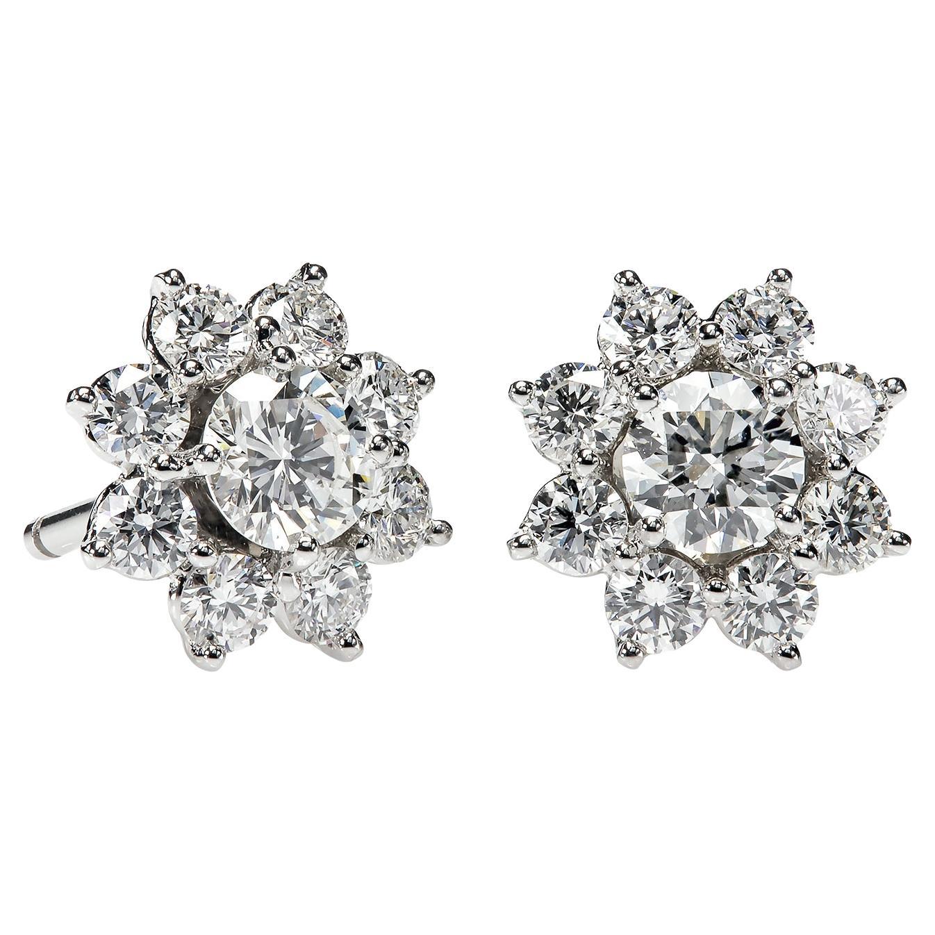 Leon Mege "Ollie" 18K white gold cluster studs in vendita