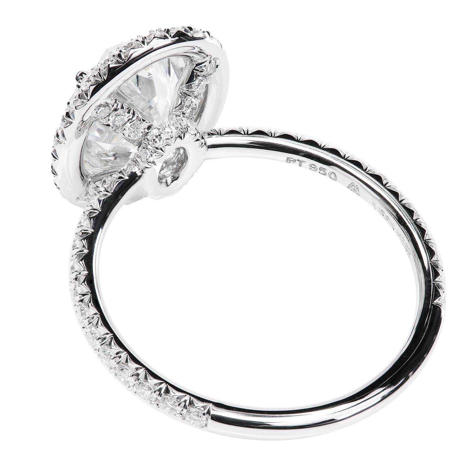 Contemporary Leon Mege perfect oval halo ring with certified natural oval diamond For Sale