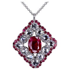Leon Mege Haute Couture Platin-Halskette mit Taubenblut-Rubin und Diamant