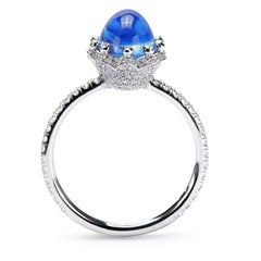Leon Mege Platinum 3.28ct Natural Sapphire Ring with Micro Pave Diamonds