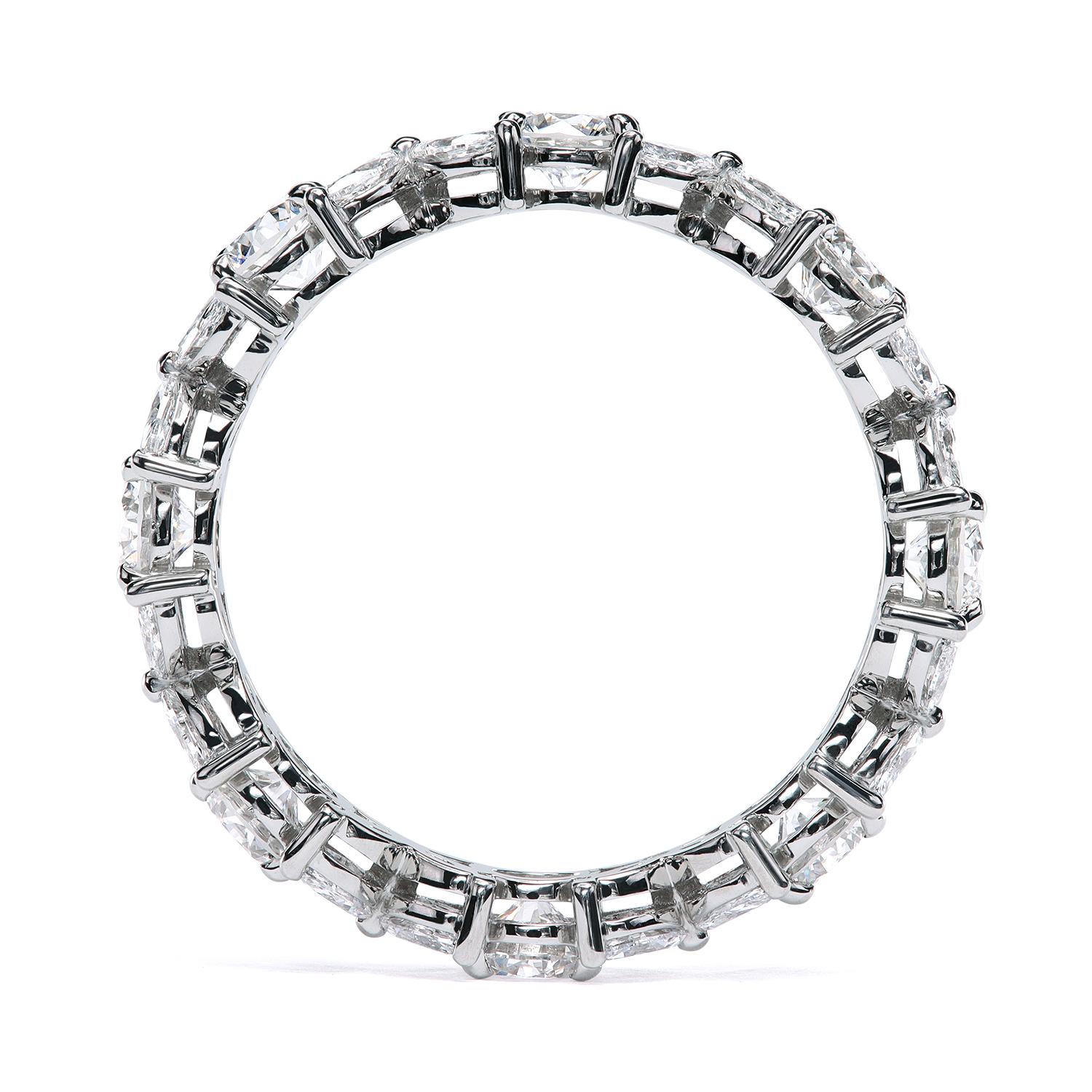 Leon Mege platinum alternating eternity band with round and marquise diamonds In New Condition For Sale In New York, NY