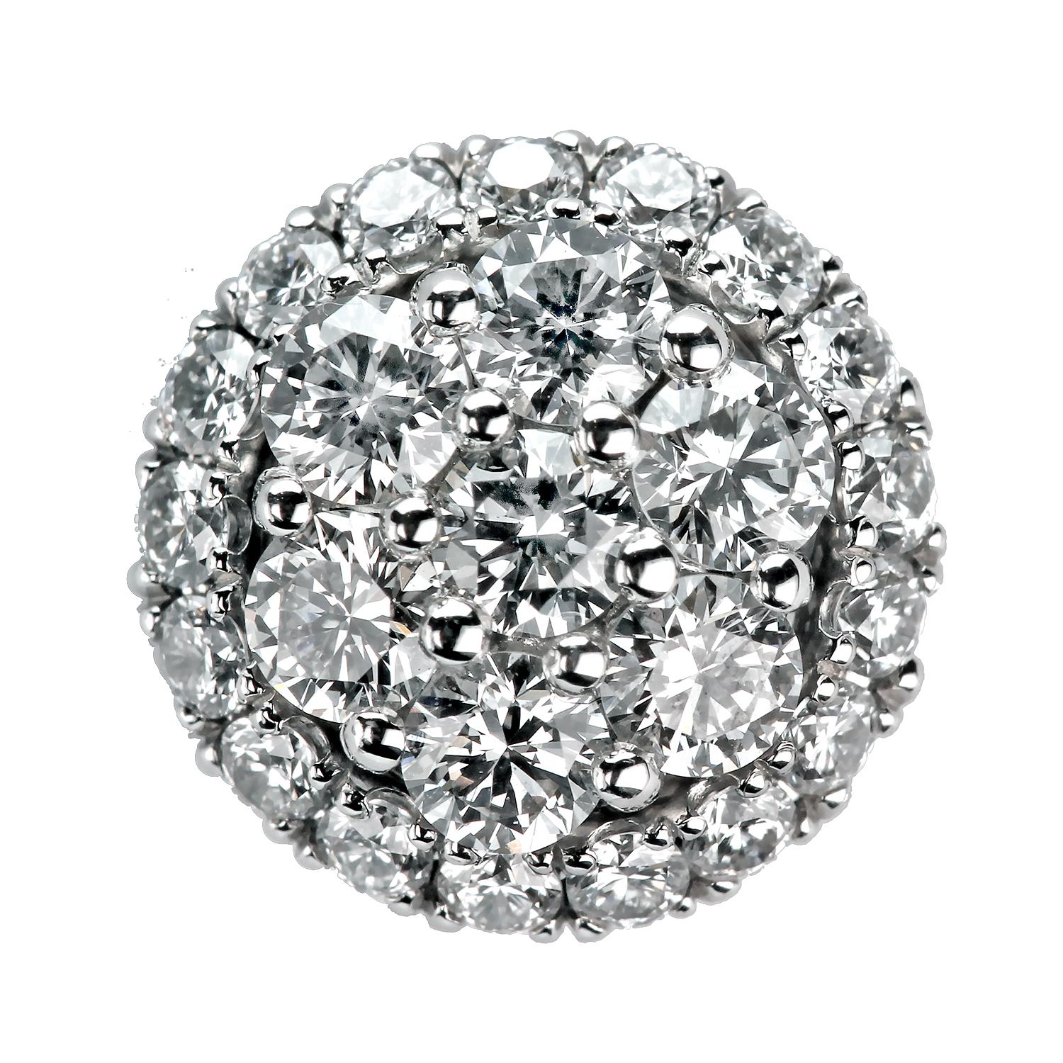 Leon Mege Platinum Cluster Studs In New Condition For Sale In New York, NY