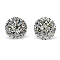 Leon Mege platinum cluster studs with natural single-cut diamonds