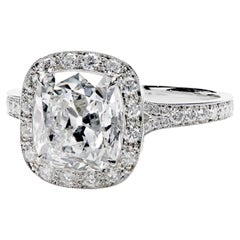 Leon Mege platinum diamond ring with 2.57-carat cushion diamond