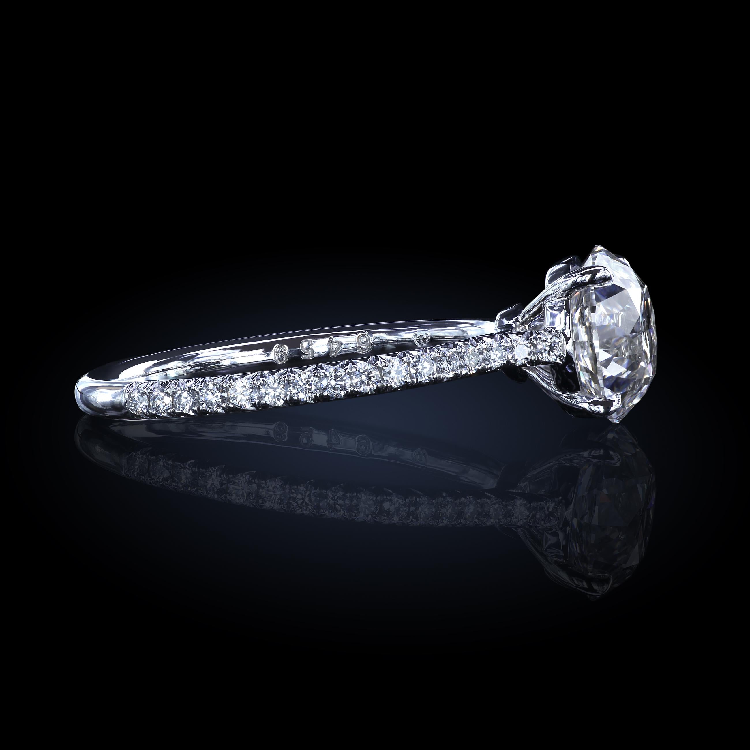 Women's Leon Mege Platinum Engagement Ring with 1.66 Ct Old European Cut Diamond For Sale