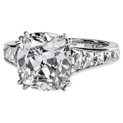 Leon Mege Platin-Verlobungsring mit 3,01 Karat Diamant im antiken Kissenschliff