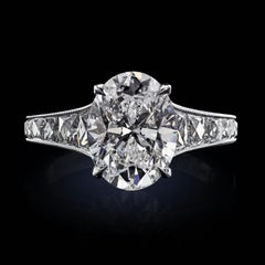 Leon Mege Platinum Engagement Ring with Certified 3.01ct Oval Diamond