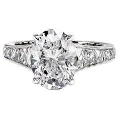 Leon Mege Platinum Engagement Ring with Certified 3.01ct Oval Diamond