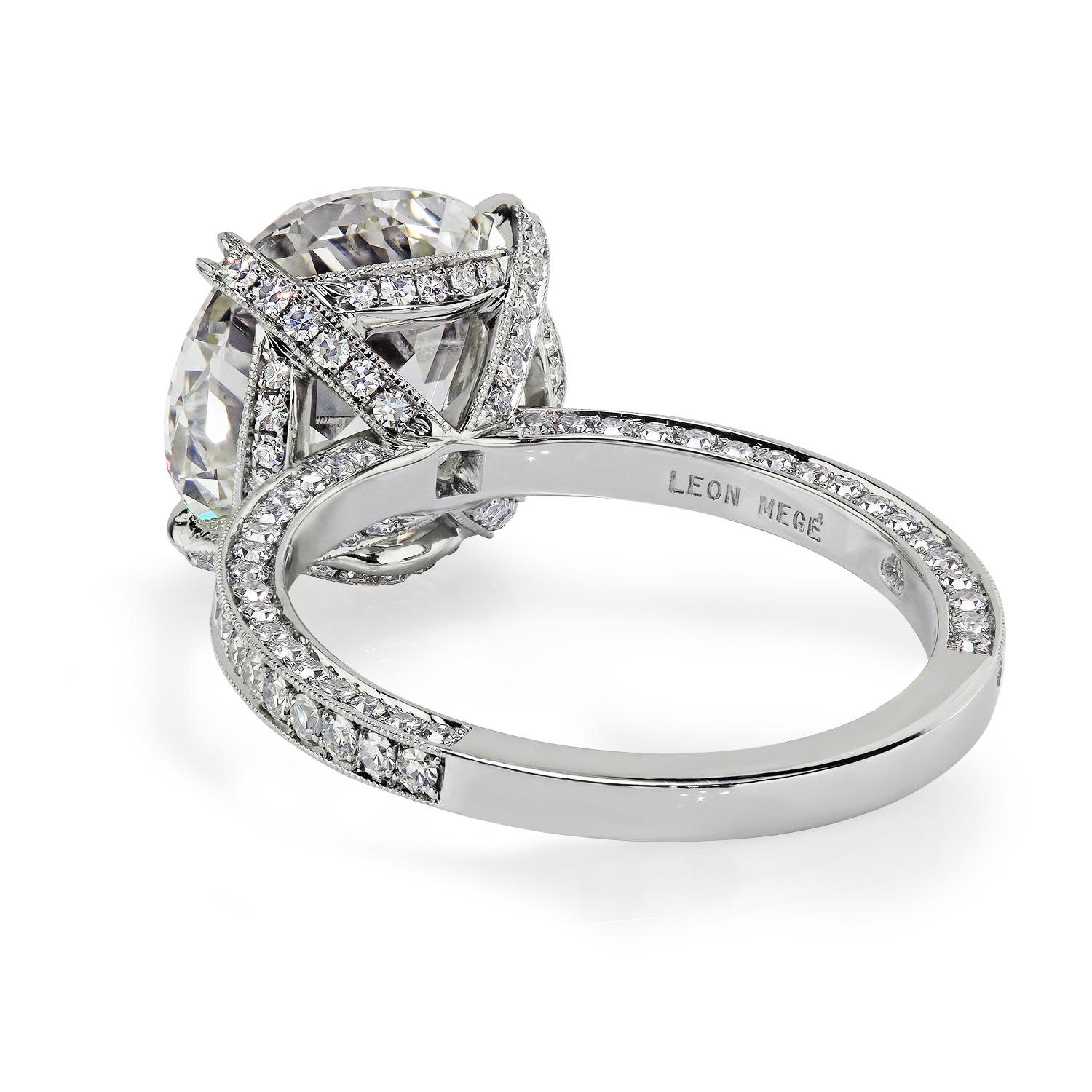 Cosmo™ solitaire featuring a 3.70-Carat JVS1 old European cut diamond accented by bright-cut pave.
Hand-forged platinum
Single-cut diamonds
Millgrain details

The price includes of-GIA certified diamond. We can send a copy of the GIA certificate to