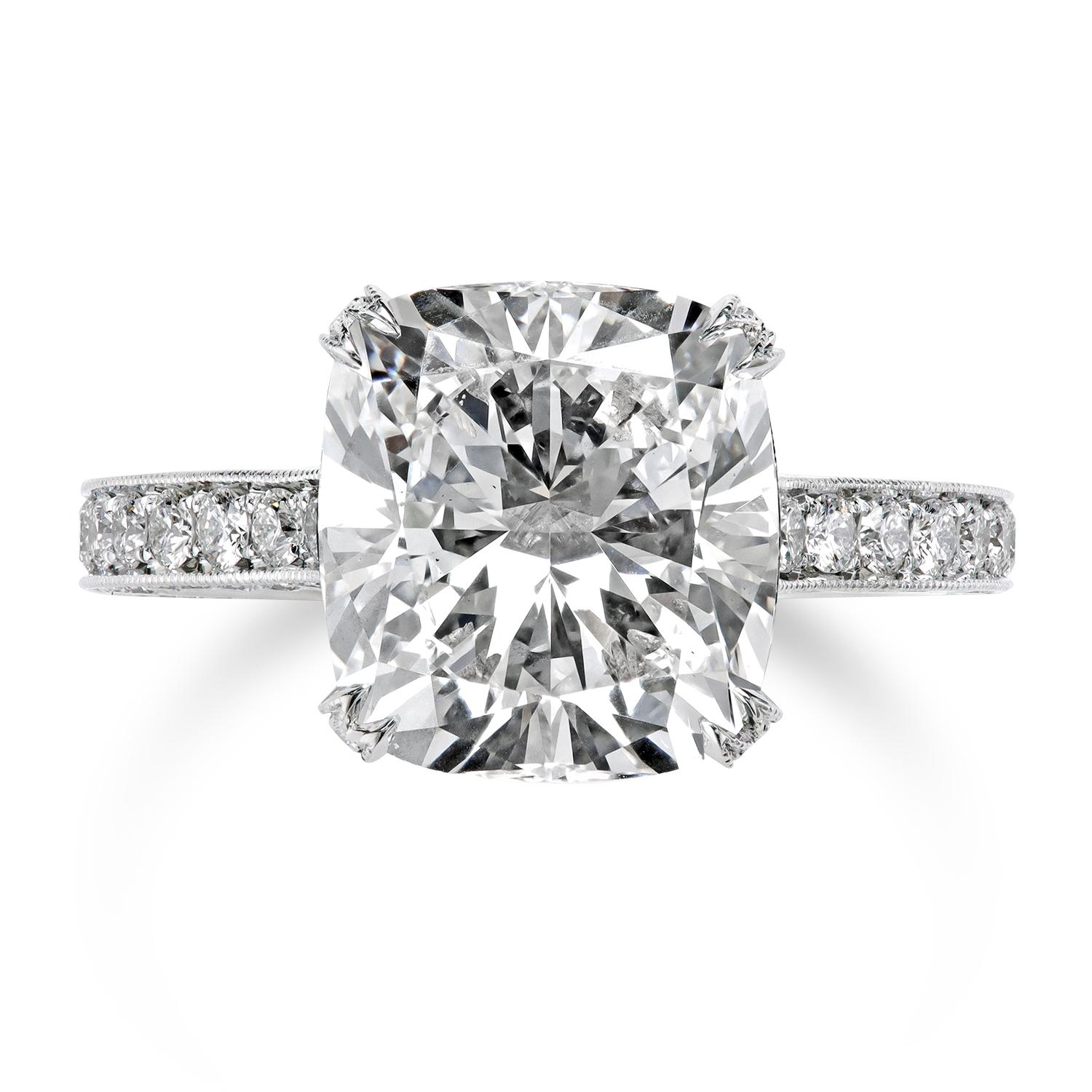 For Sale:  Leon Mege platinum engagement ring with certified cushion diamond 2