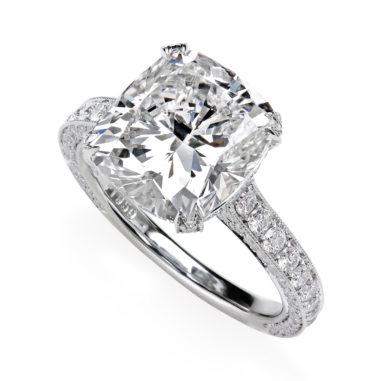 For Sale:  Leon Mege platinum engagement ring with certified cushion diamond 3