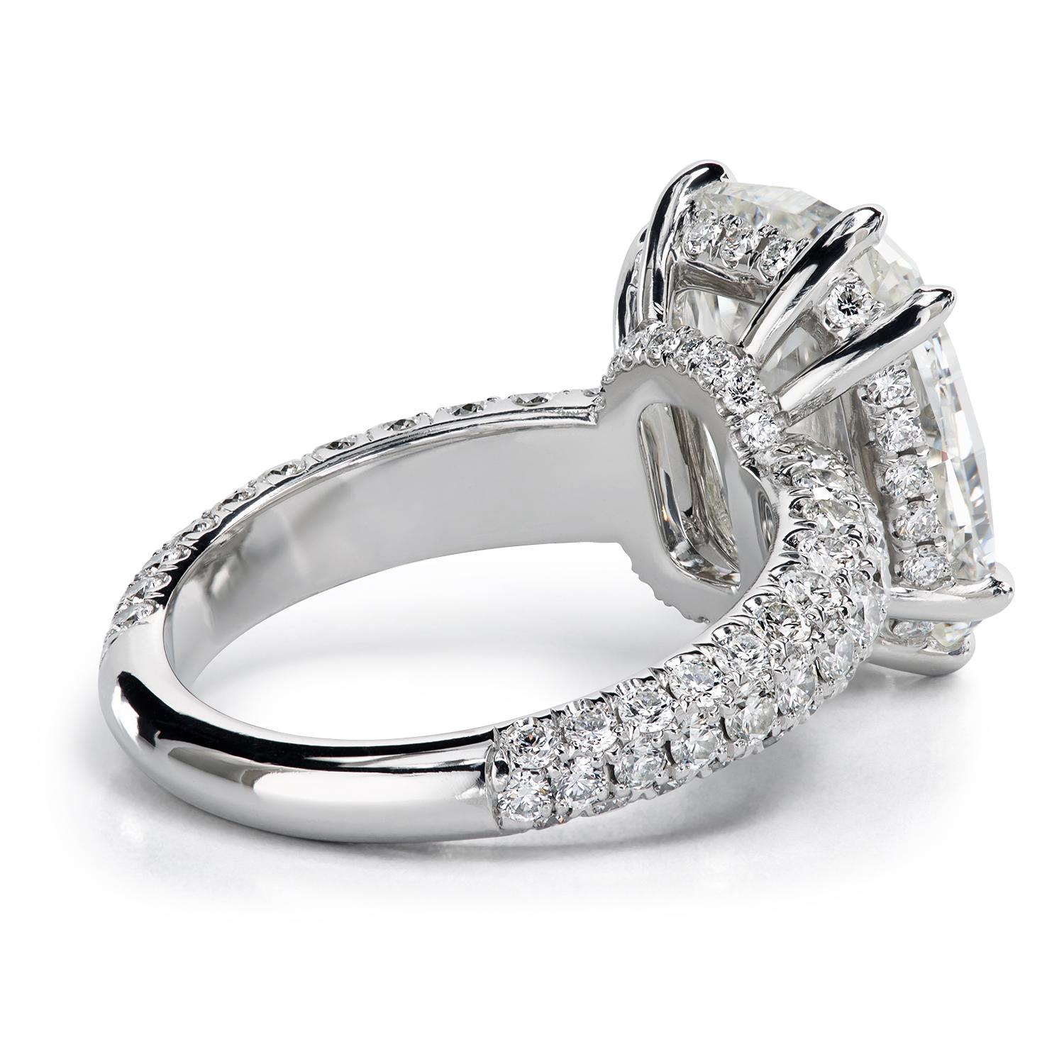 Contemporary Leon Megé Platinum Engagement Ring with Cushion Diamond in Micro Pave Setting For Sale