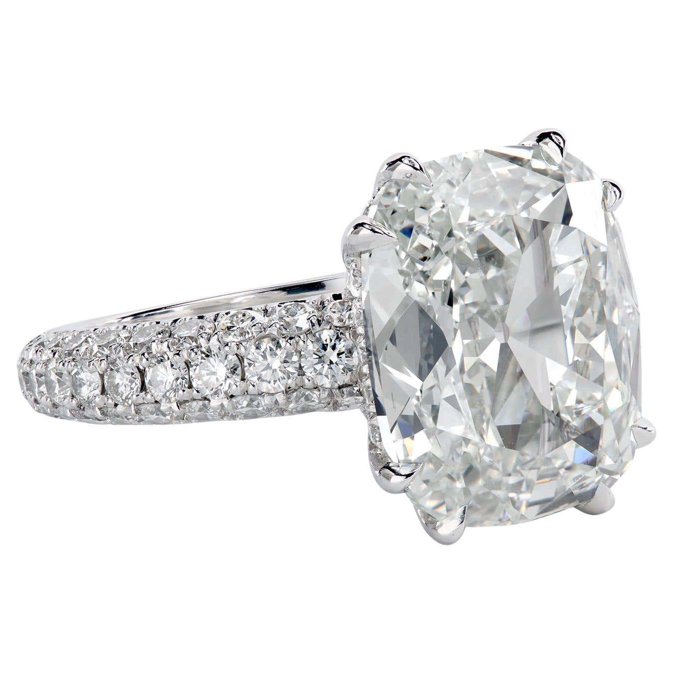 Leon Ring Rer Leon Megé Platinum Engagement Ring with Cushion Diamond in Micro Pave ...