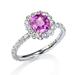 Leon Mege Platinum Engagement Ring with Natural Pink Sapphire
