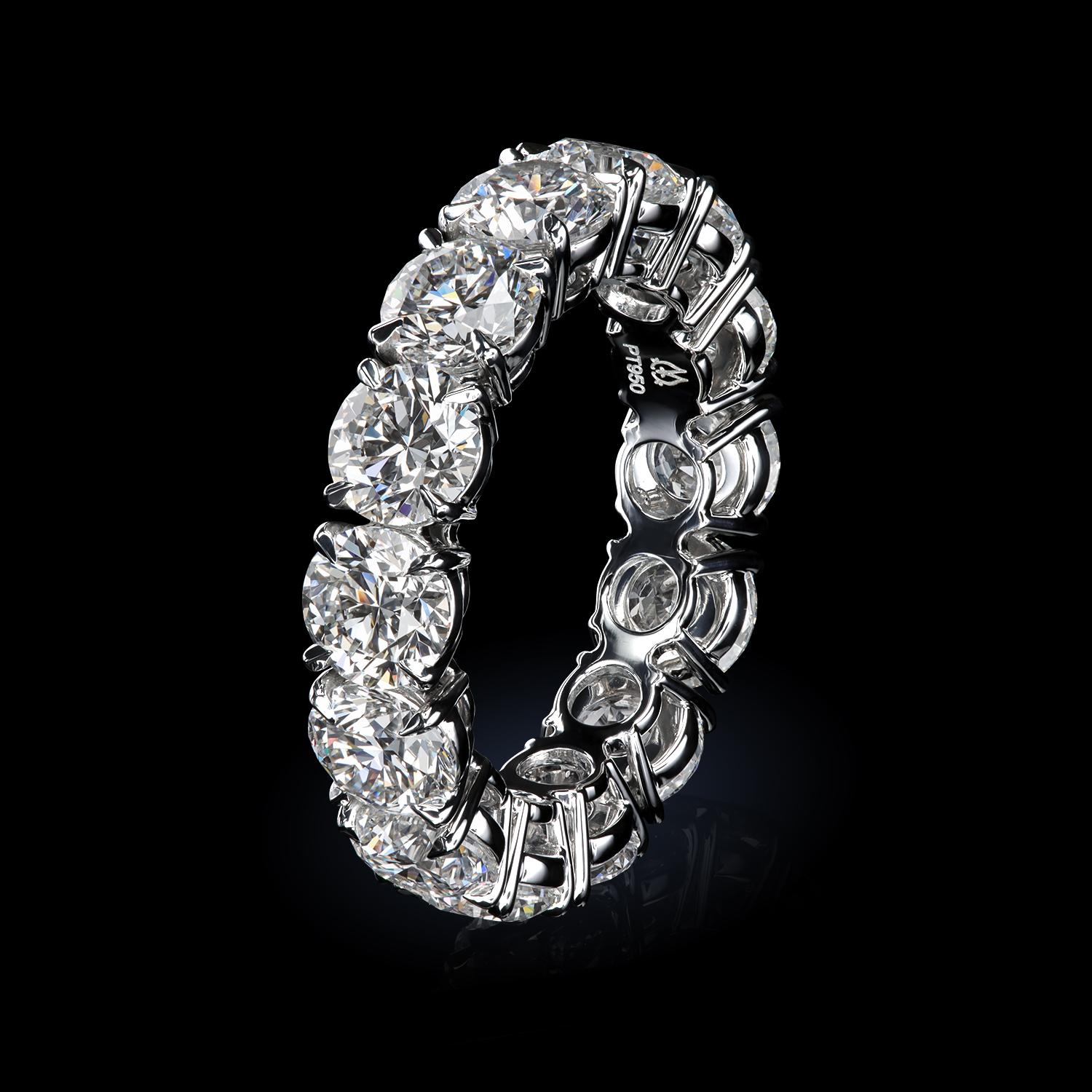 Contemporary Leon Mege Platinum Eternity Band with Certified Round Diamonds For Sale