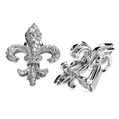 Leon Mege Platinum Fleur-De-Lis Diamond Ear Clips