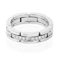 Leon Mege platinum flexible band with white diamonds