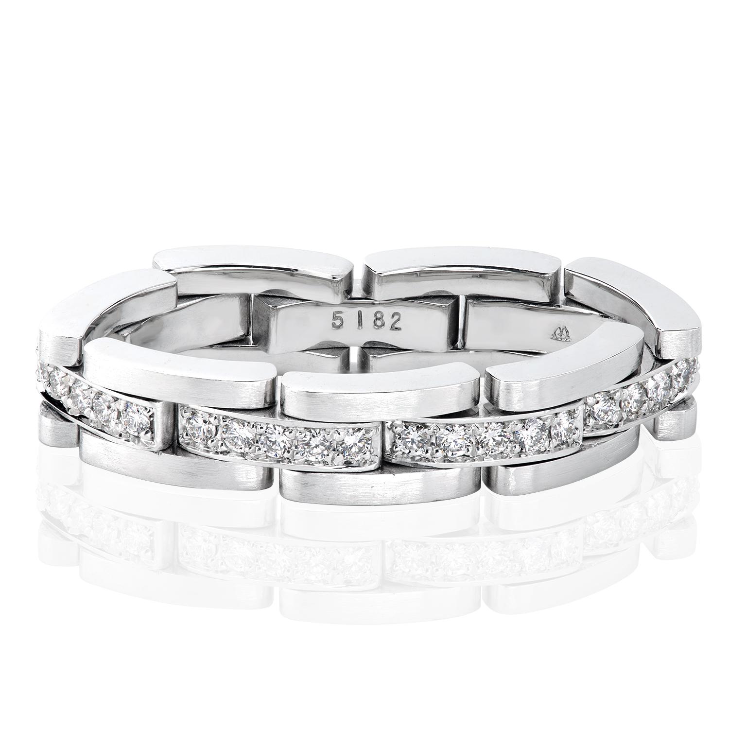 Taille ronde Leon Mege Bracelet flexible en platine avec diamants blancs  en vente