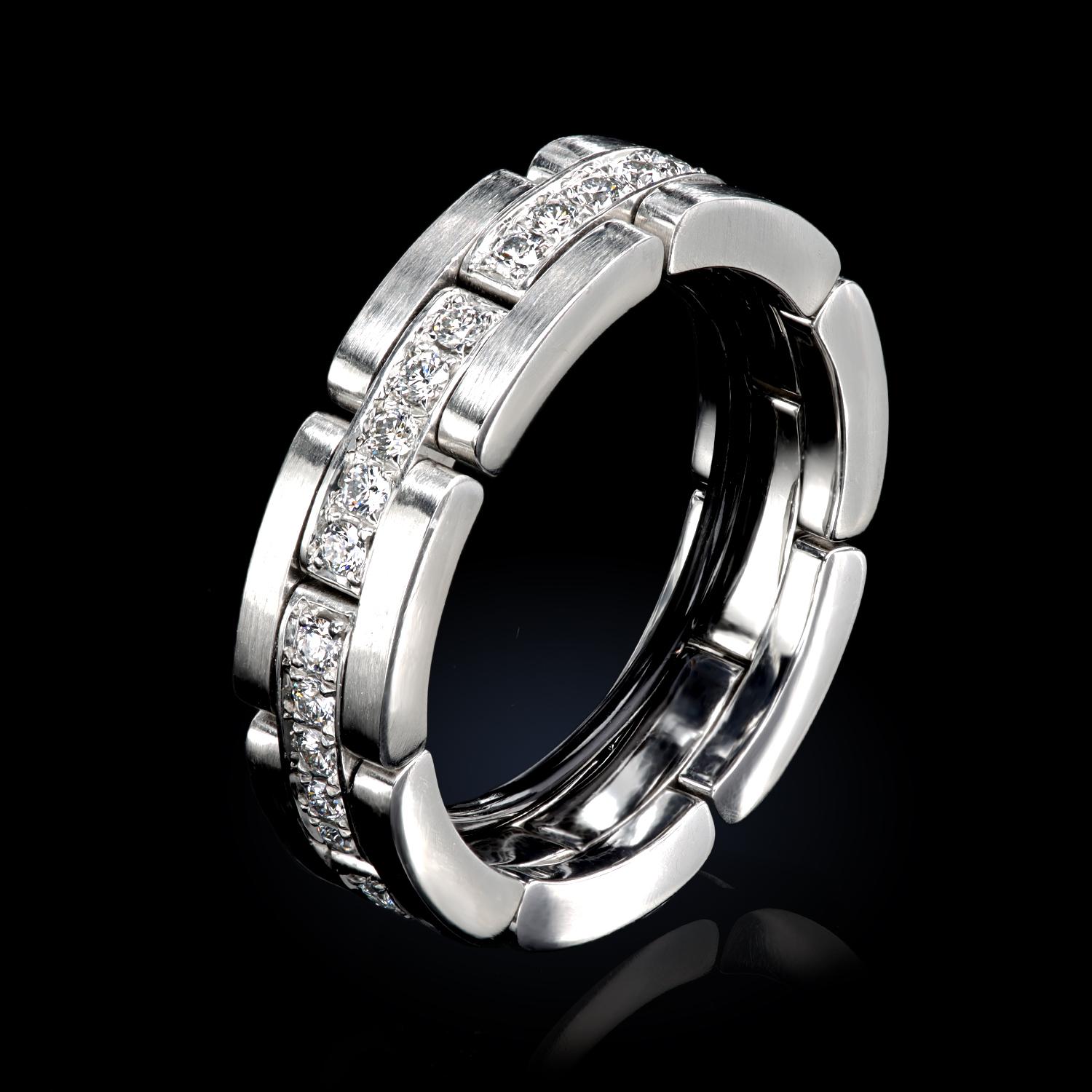 Leon Mege Bracelet flexible en platine avec diamants blancs  Unisexe en vente