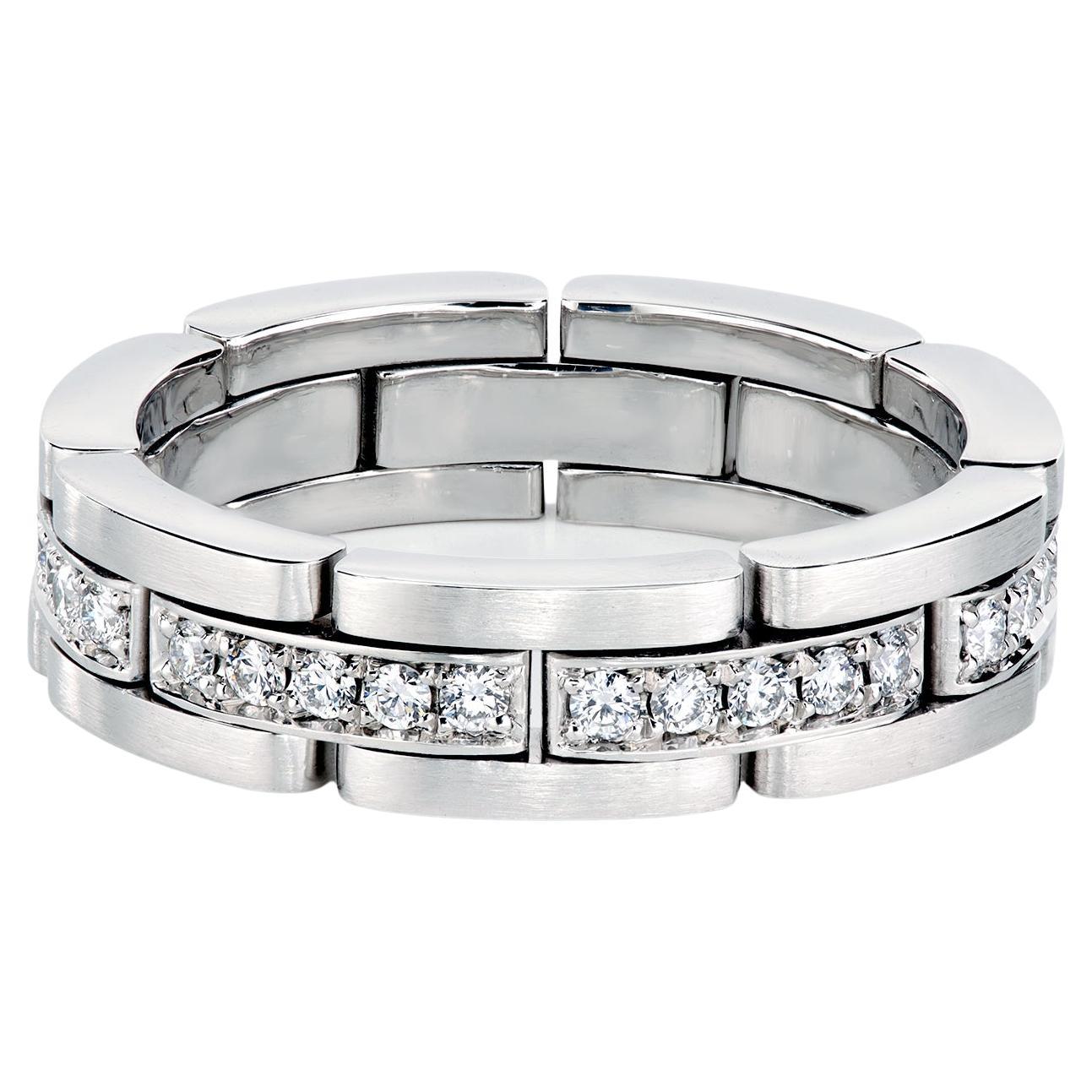 Leon Mege Bracelet flexible en platine avec diamants blancs  en vente