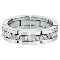 Leon Mege platinum flexible band with white diamonds 