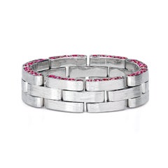 Leon Mege platinum flexible wedding band with rubies