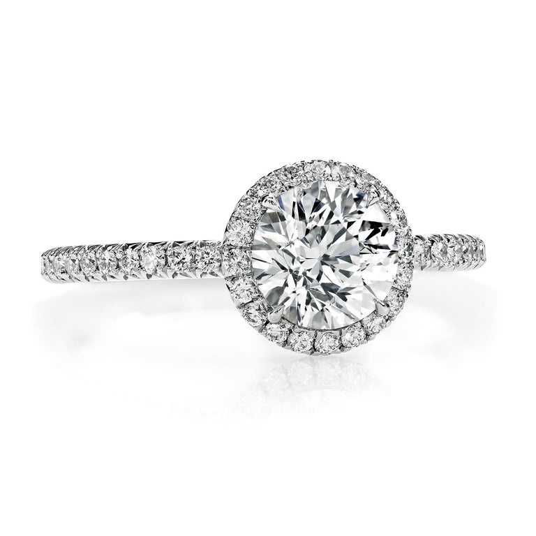 Leon Mege platinum halo engagement ring with GIA certified round ...