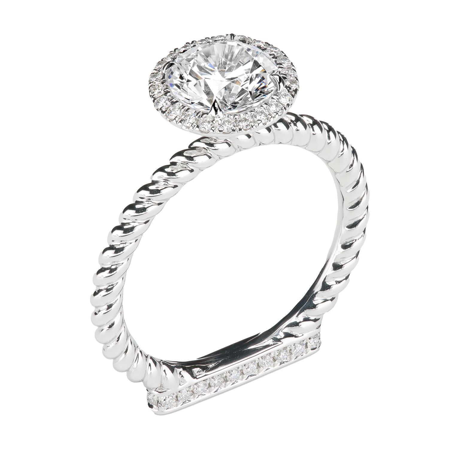 For Sale:  Leon Mege platinum halo engagement rings with round diamond 4