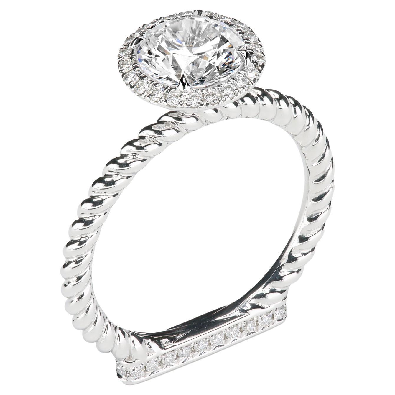 For Sale:  Leon Mege platinum halo engagement rings with round diamond