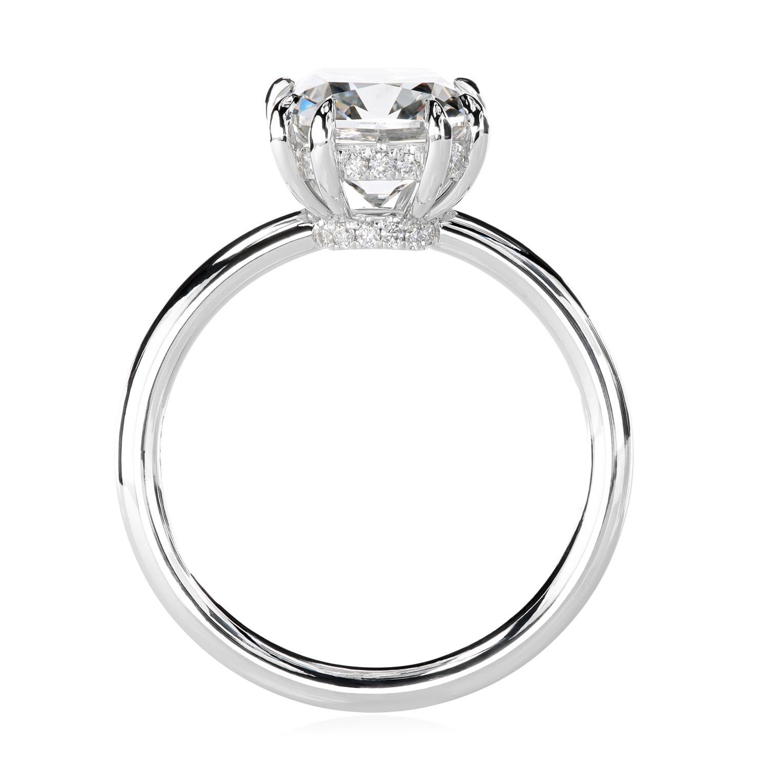 Leon Mege platinum hand-forged solitaire features a certified OMC diamond. In New Condition For Sale In New York, NY