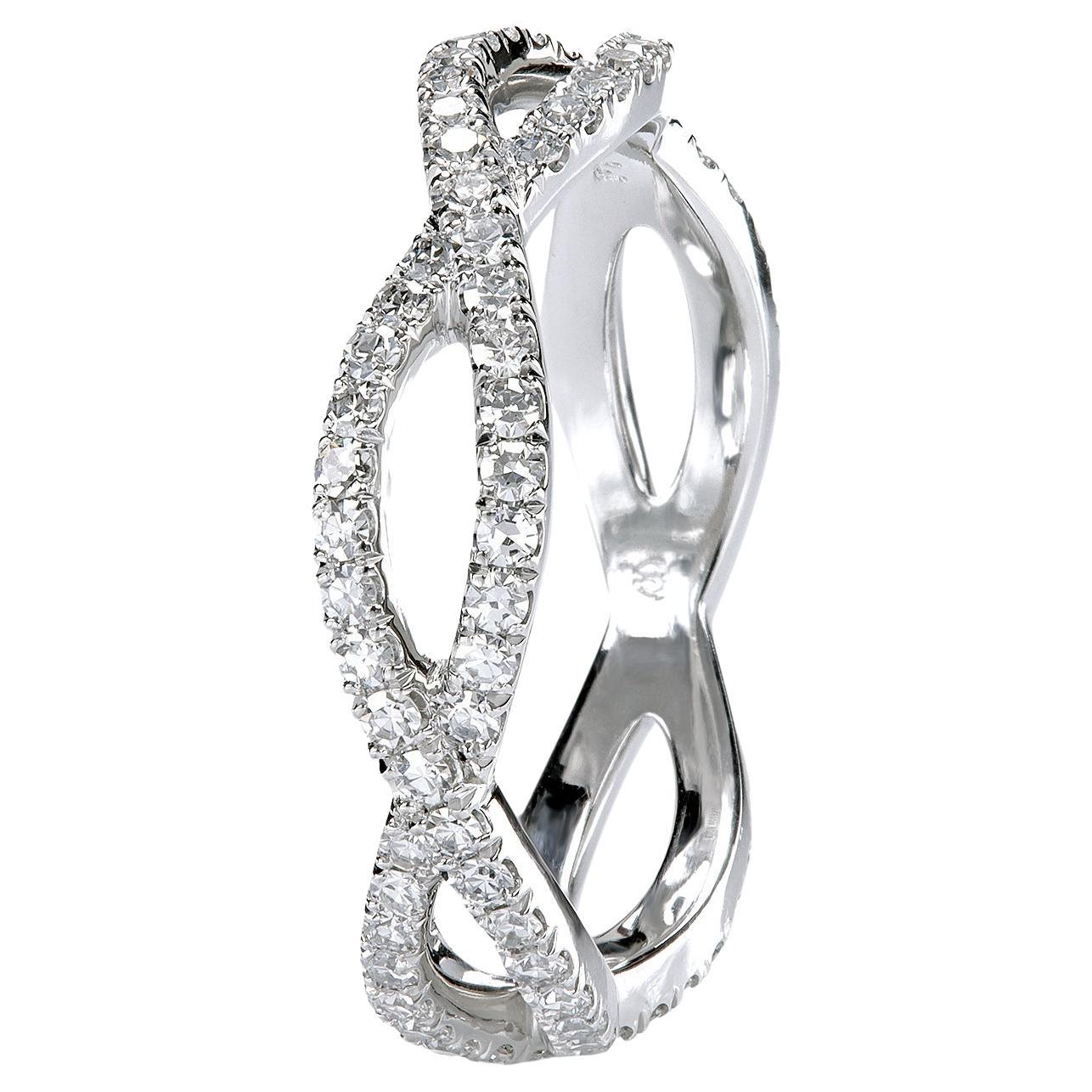 Leon Mege, fascia in platino "Helix" con pavé in vendita