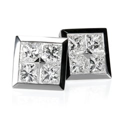 Orecchini con diamante taglio principessa in platino Leon Mege