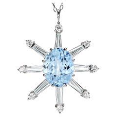 Used Leon Mege "Polar Star" Pendant with diamond and aquamarine