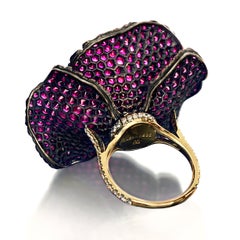 Leon Mege "Poppy Flower" Ring with Rubies and Diamonds