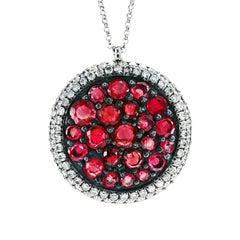 Leon Mege Reversible Micro Pave Pendant with Carved Moonstone, Rubies, Diamonds