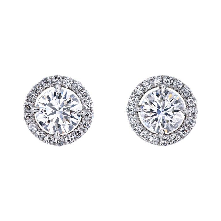 Leon Mege Round Diamond Platinum Studs Earrings with Removable Jackets ...