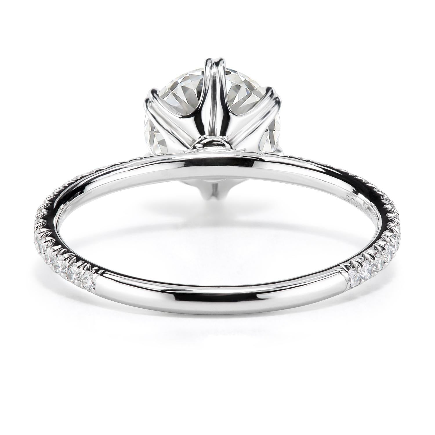 Round Cut Leon Mege six prongs platinum solitaire ring with 2.00-carat round brilliant  For Sale